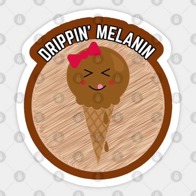 Drippin Melanin Ice Cream Cone Sticker by blackartmattersshop